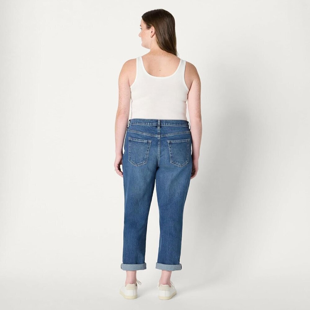 Women's Mid-Rise Boyfriend Crop Jeans Cotton Blend Relaxed Fit Easy Wear - Picture 7 of 7